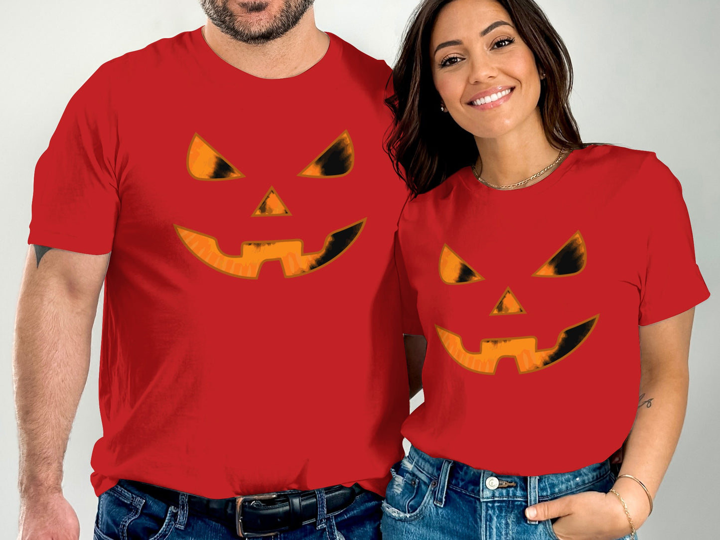 Matching Smiling Pumpkin Face Red T-Shirt product type