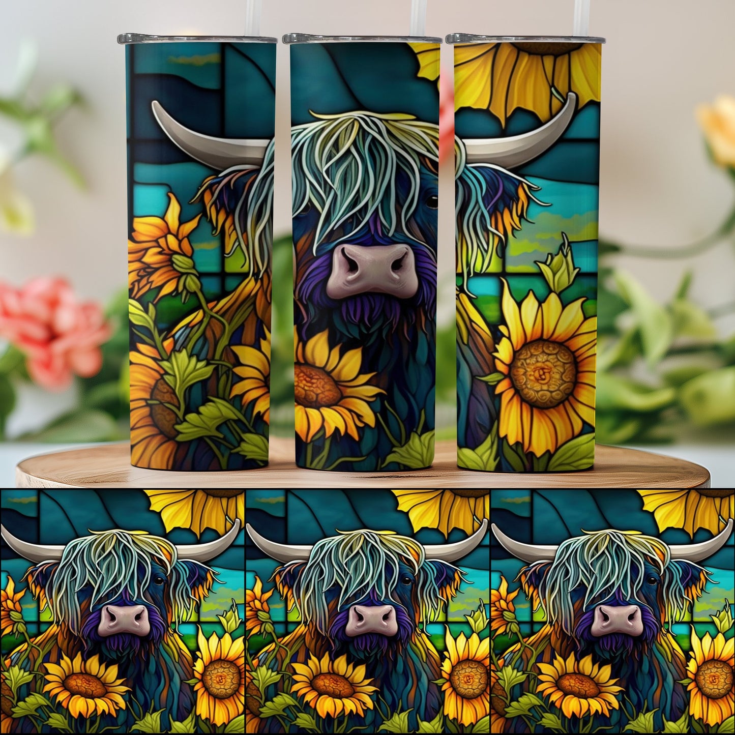 Highland Cow and Sunflowers Tumbler product type