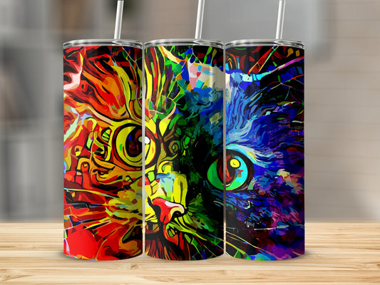 Vibrant Abstract Cat Design Tumblers custom product type