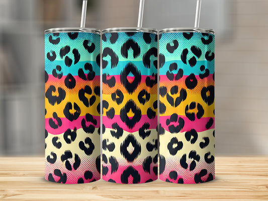 Vibrant Leopard Print Tumbler with Straws product type