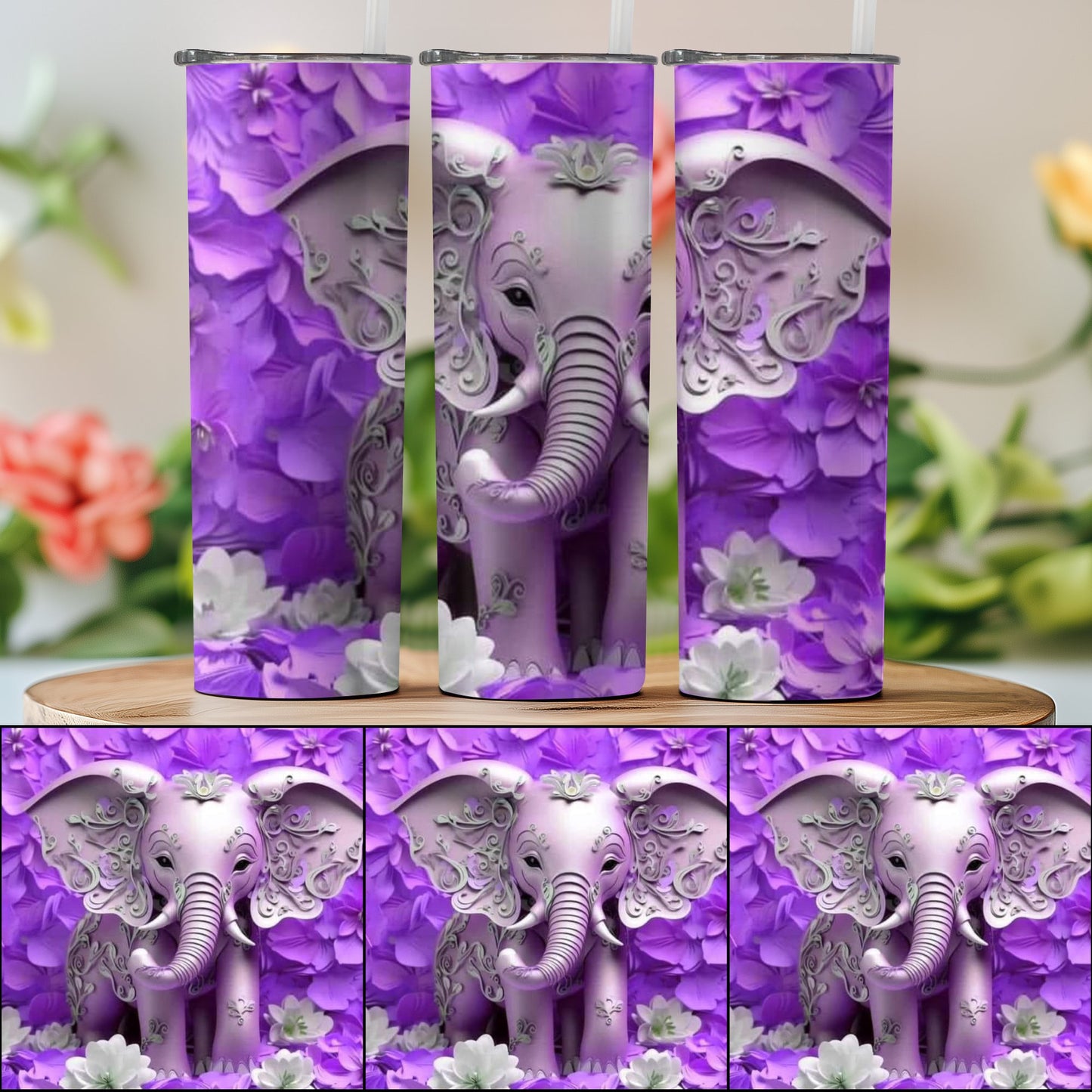 Playful Purple Elephant Design Tumbler product