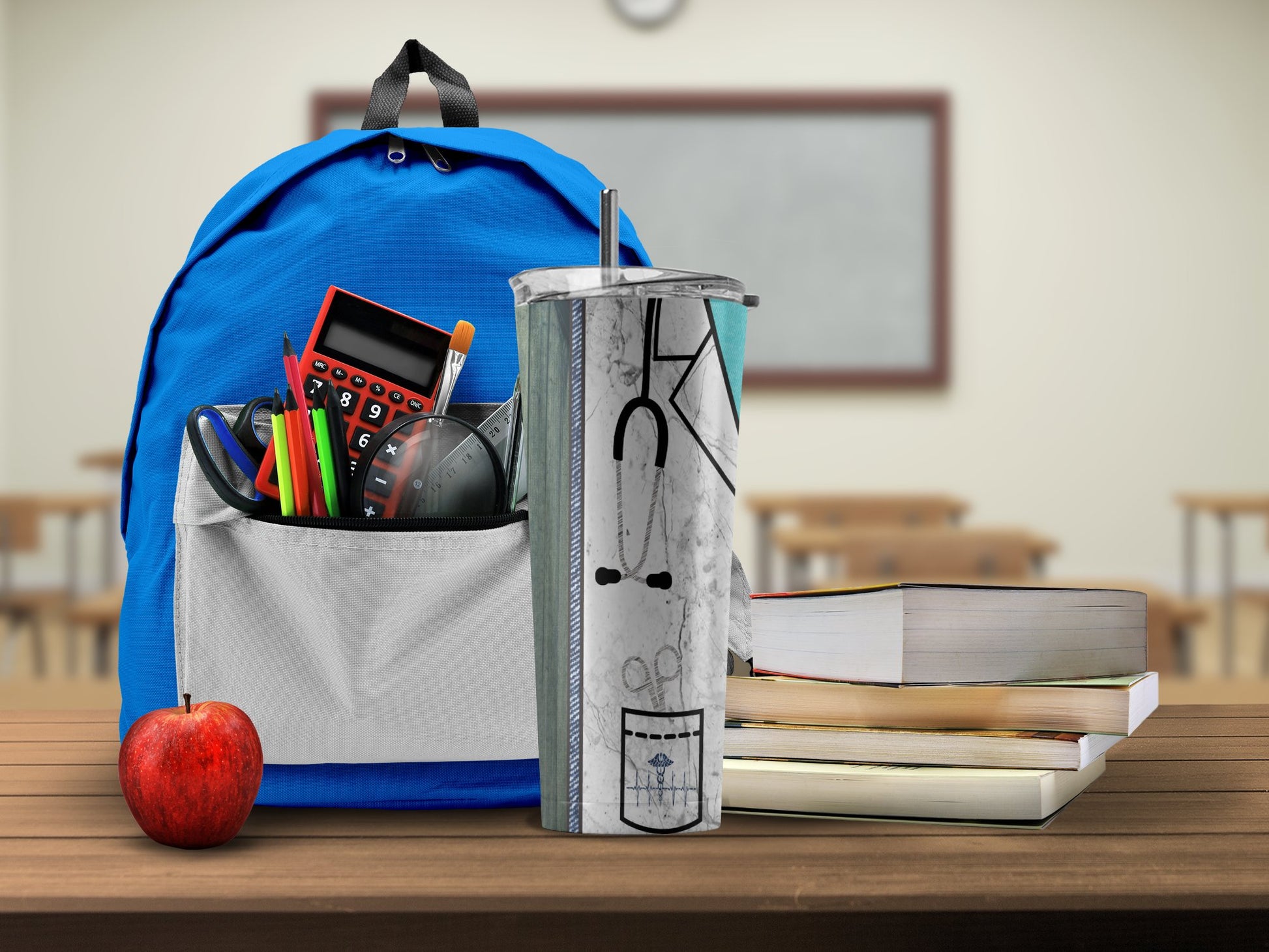 Blue Backpack with School Supplies and Books product type