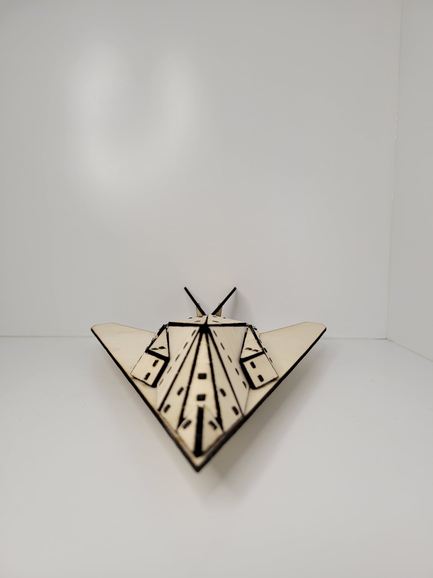 Unique Triangular Wooden Military Aircraft Model Decor