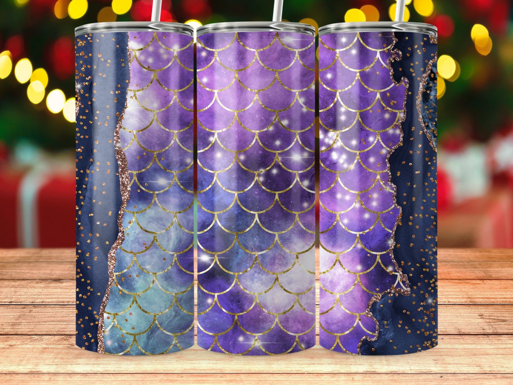 Colorful Mermaid Scales Glitter Tumbler product
