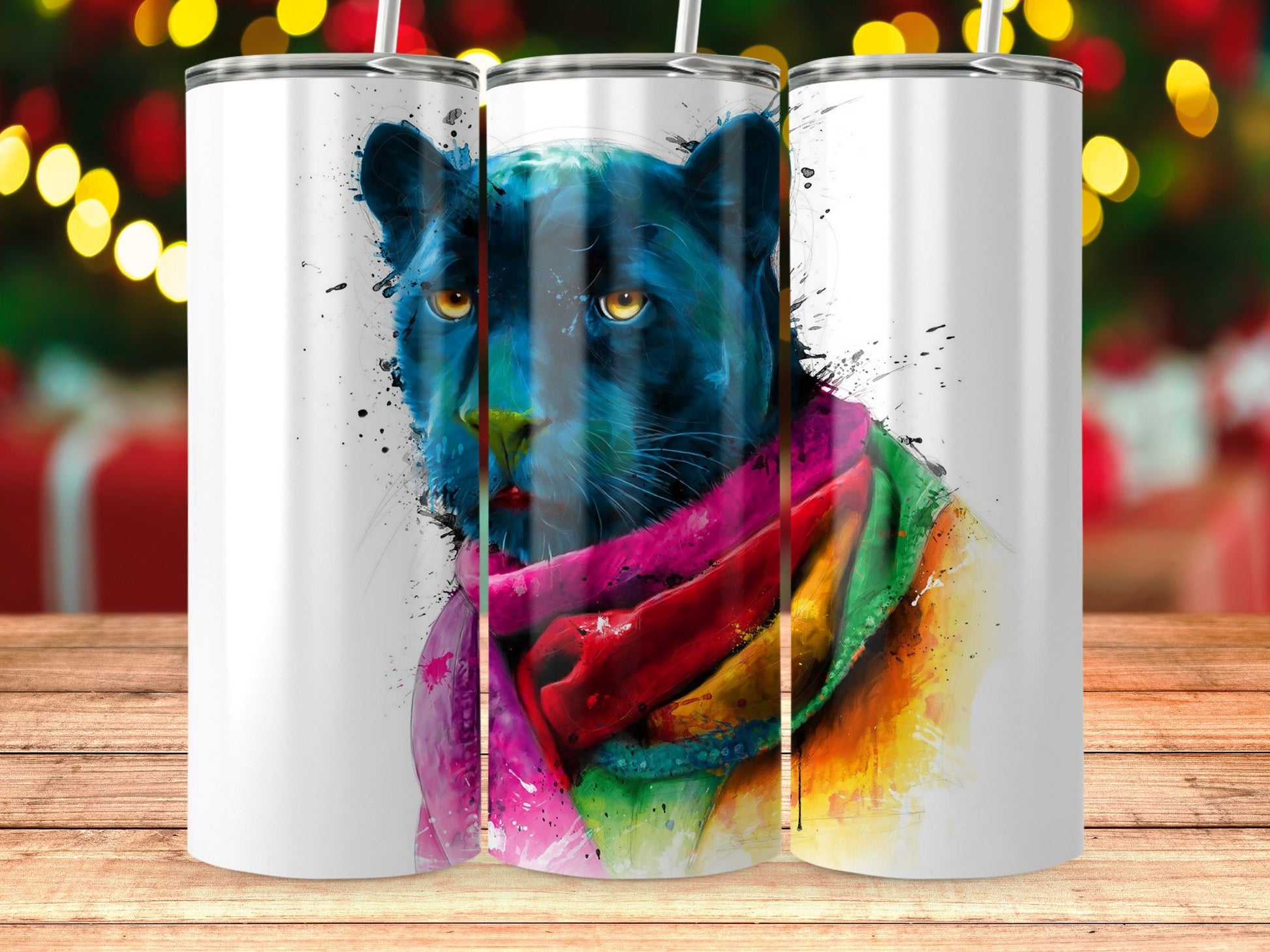 Colorful Panther Design Tumbler Stainless Insulated product