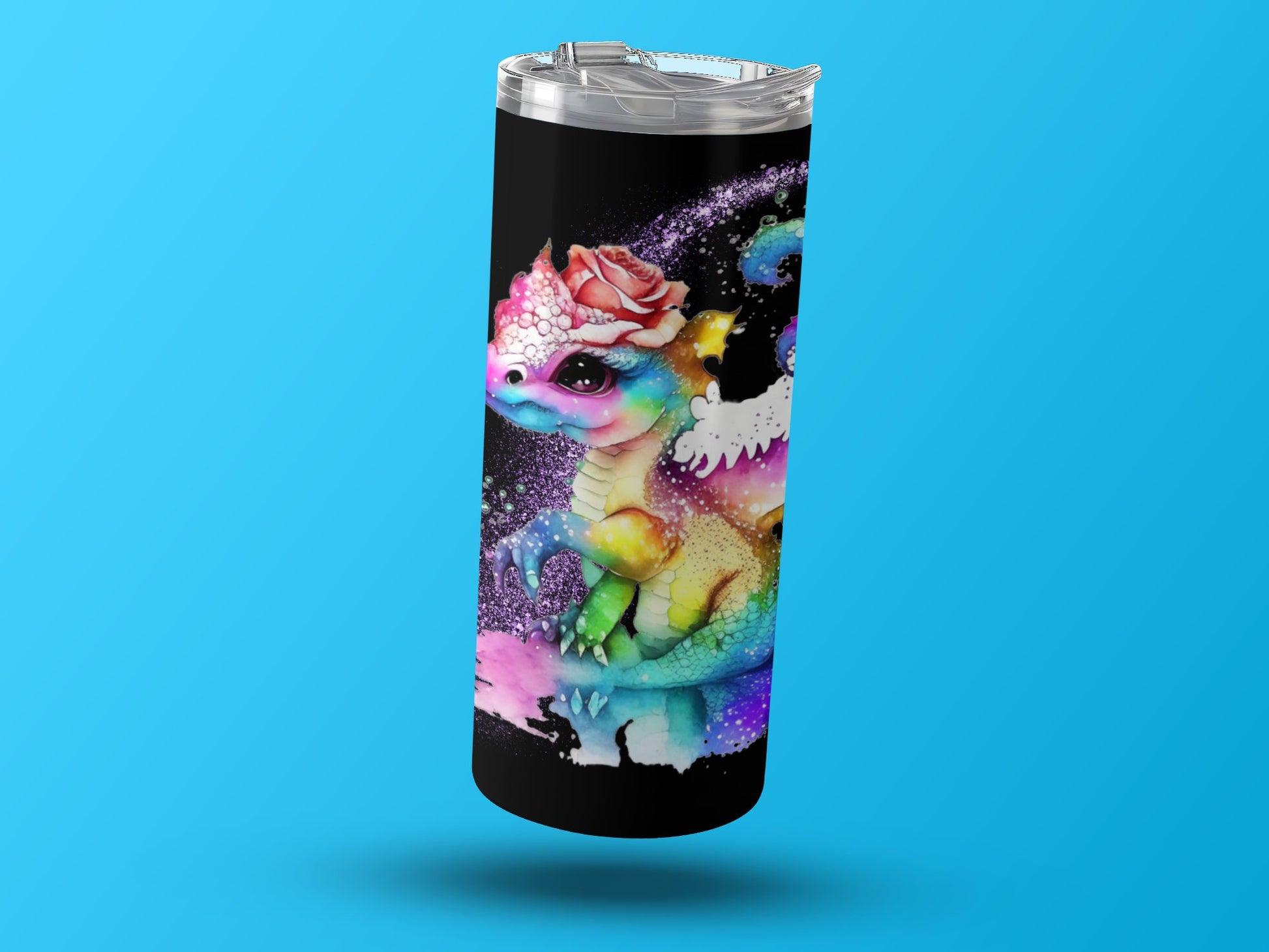 Colorful Fantasy Dragon with Rose Design Tumbler product type