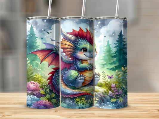 Cute Colorful Baby Dragon in Forest Tumbler product
