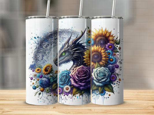 Colorful Dragon Sunflowers Roses Design Tumbler product type