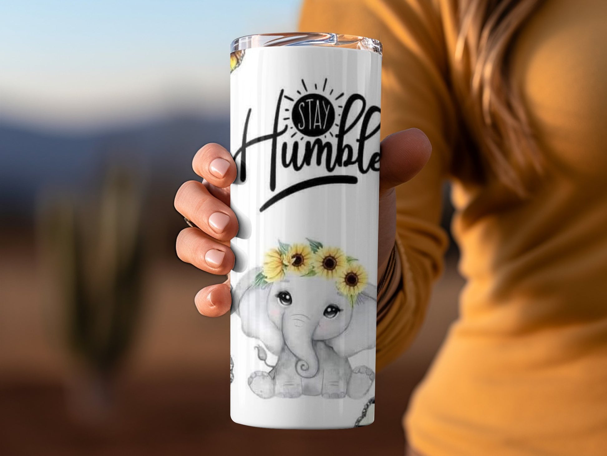Stay Humble Elephant Sunflower Graphic Tumbler product