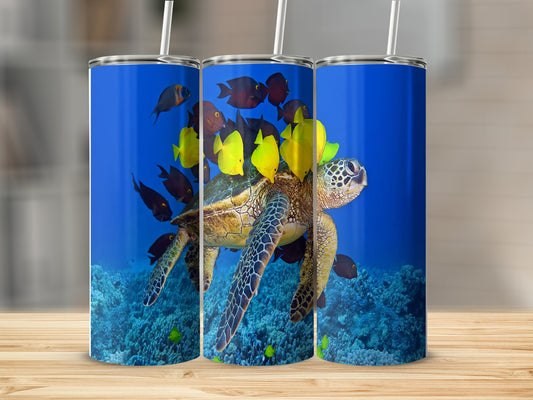 Sea Turtle with Tropical Fish Design Tumbler product type