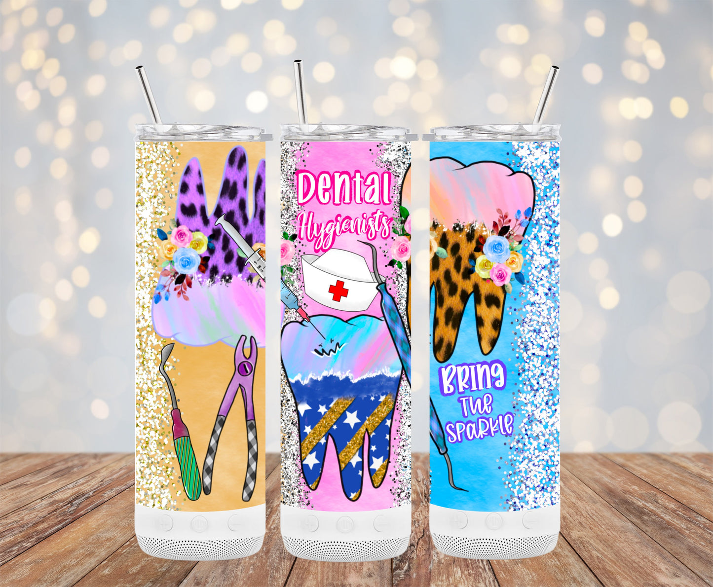 Colorful Dental Hygienist Glitter Tumbler product type