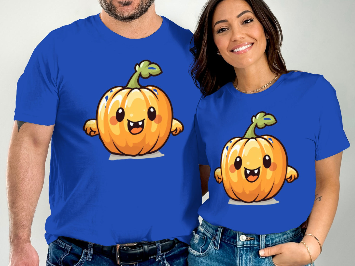 Cute Smiling Pumpkin with Green Leaf Design T-shirt product