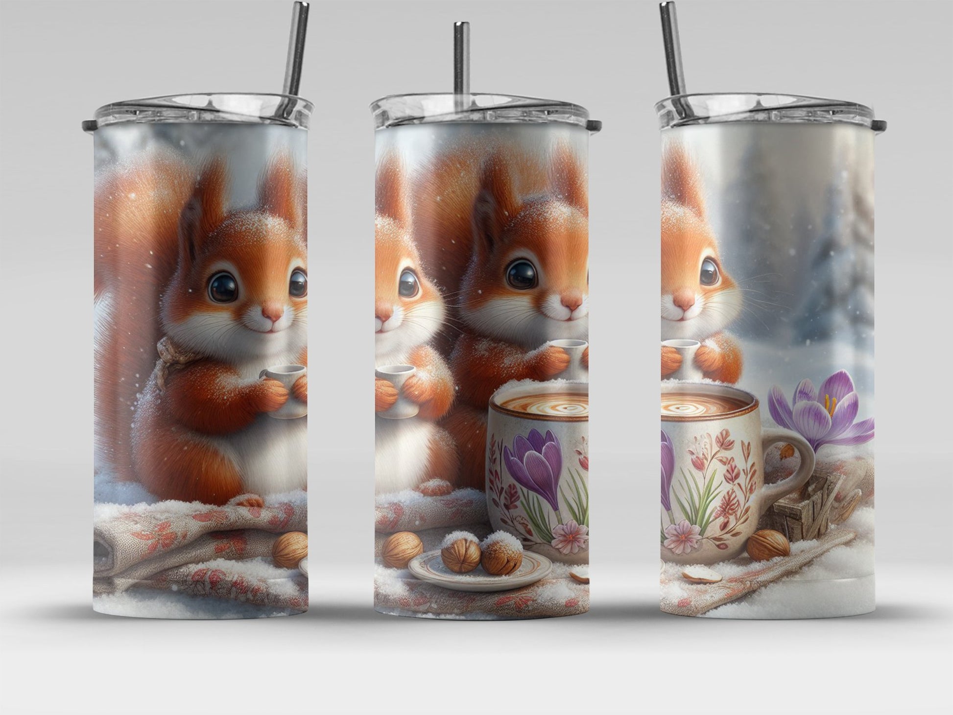 Cute Squirrel and Coffee Themed Tumbler product