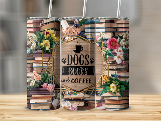 Dogs Books and Coffee Floral Tumbler product type