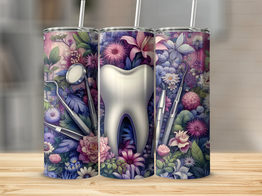 Floral Dentist Themed Insulated Tumbler product