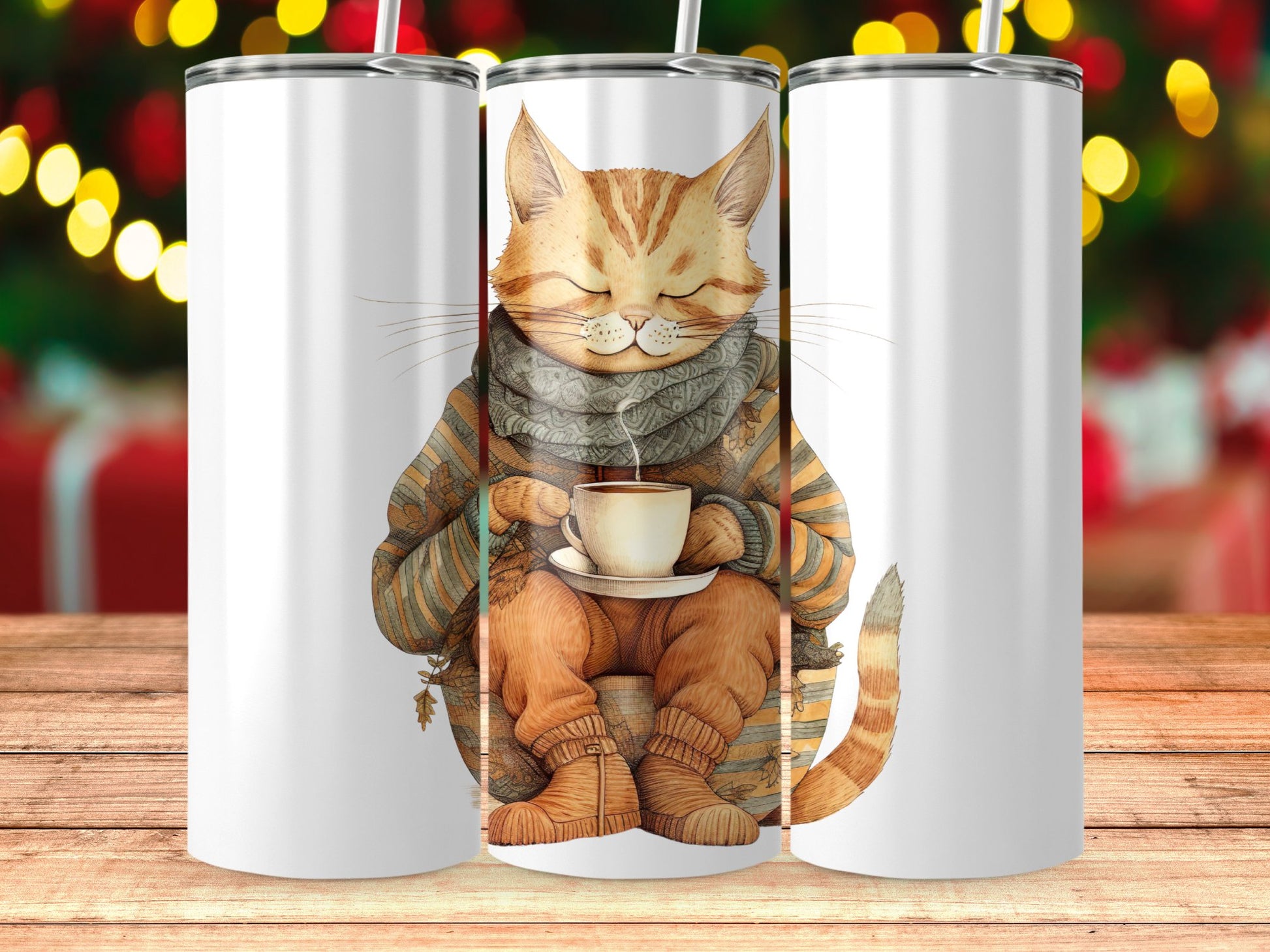 Cozy Cat Drinking Hot Beverage Insulated Tumbler product type