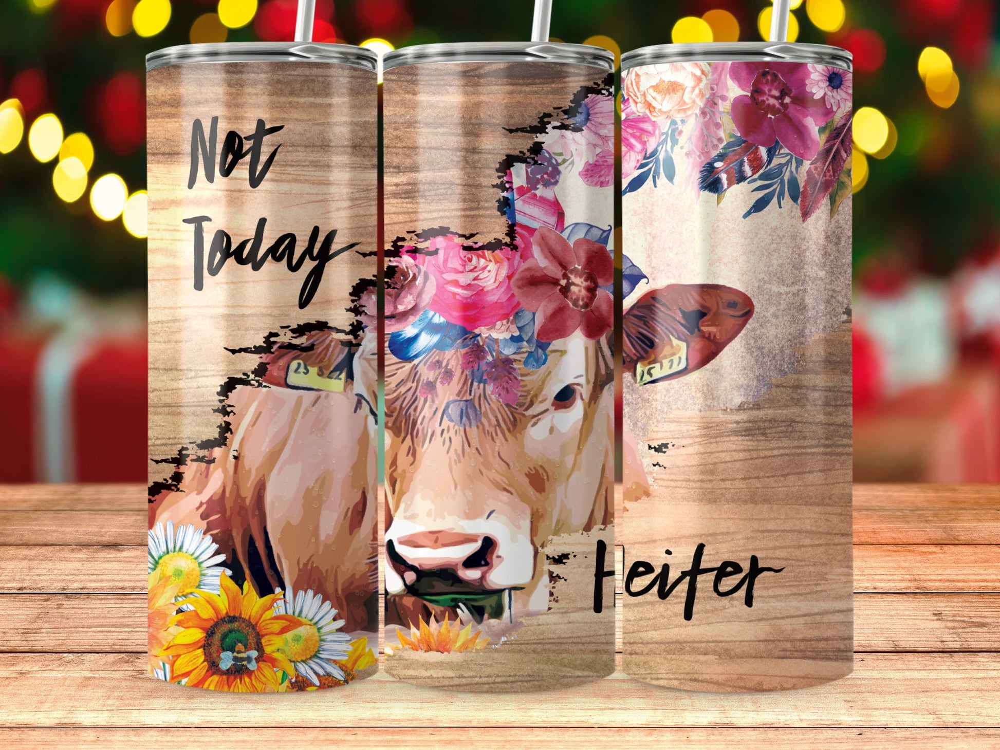 Not Today Floral Cow Heifer Double-Walled Tumbler product