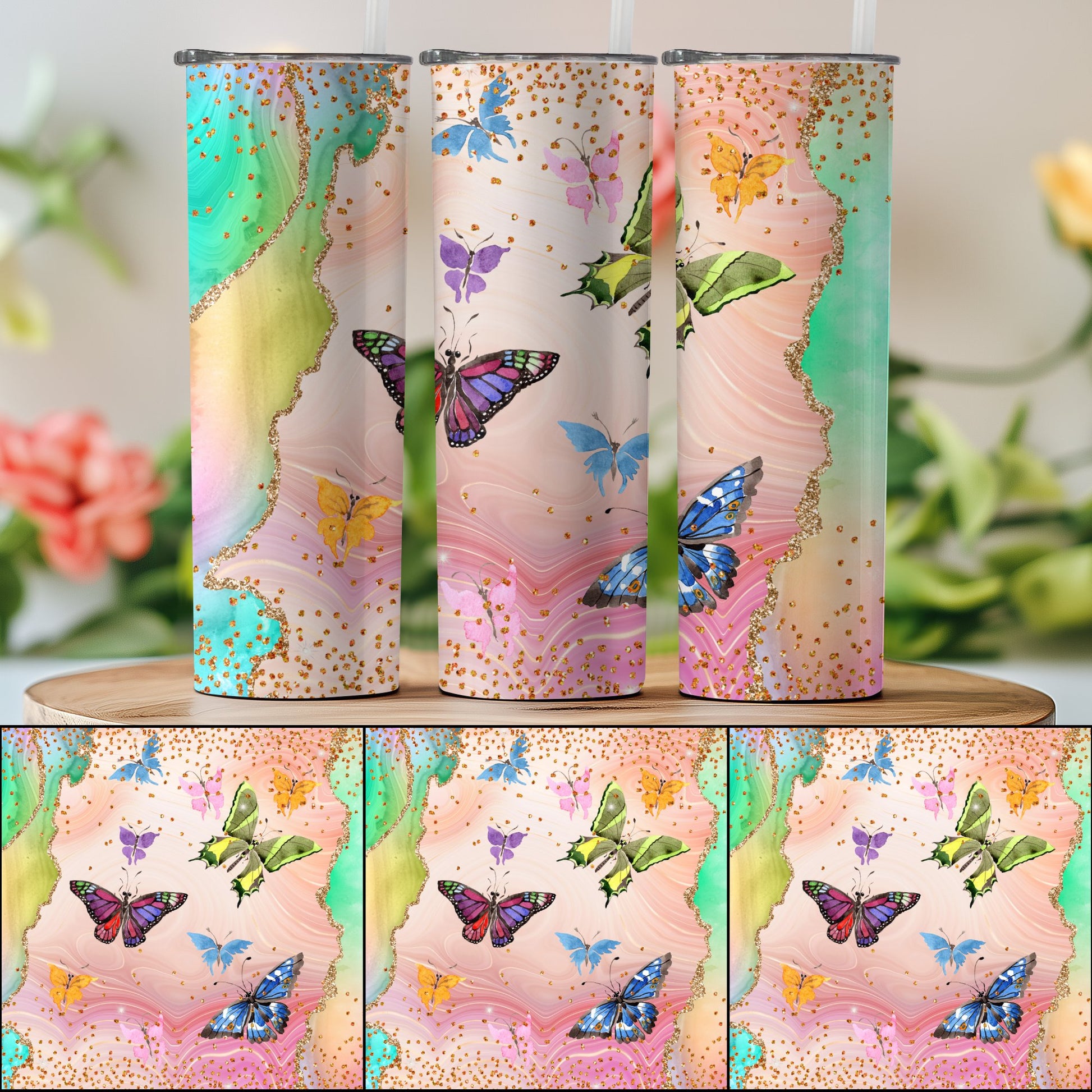 Colorful Butterflies Design Tumblers product type