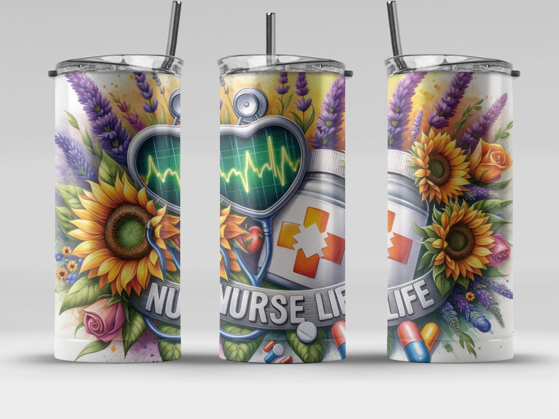 Nurse Life Themed Colorful Tumbler product
