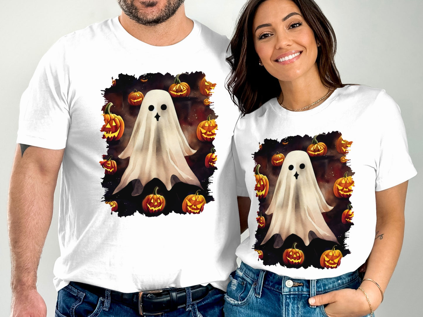 Halloween Ghost and Pumpkins Design T-Shirt product