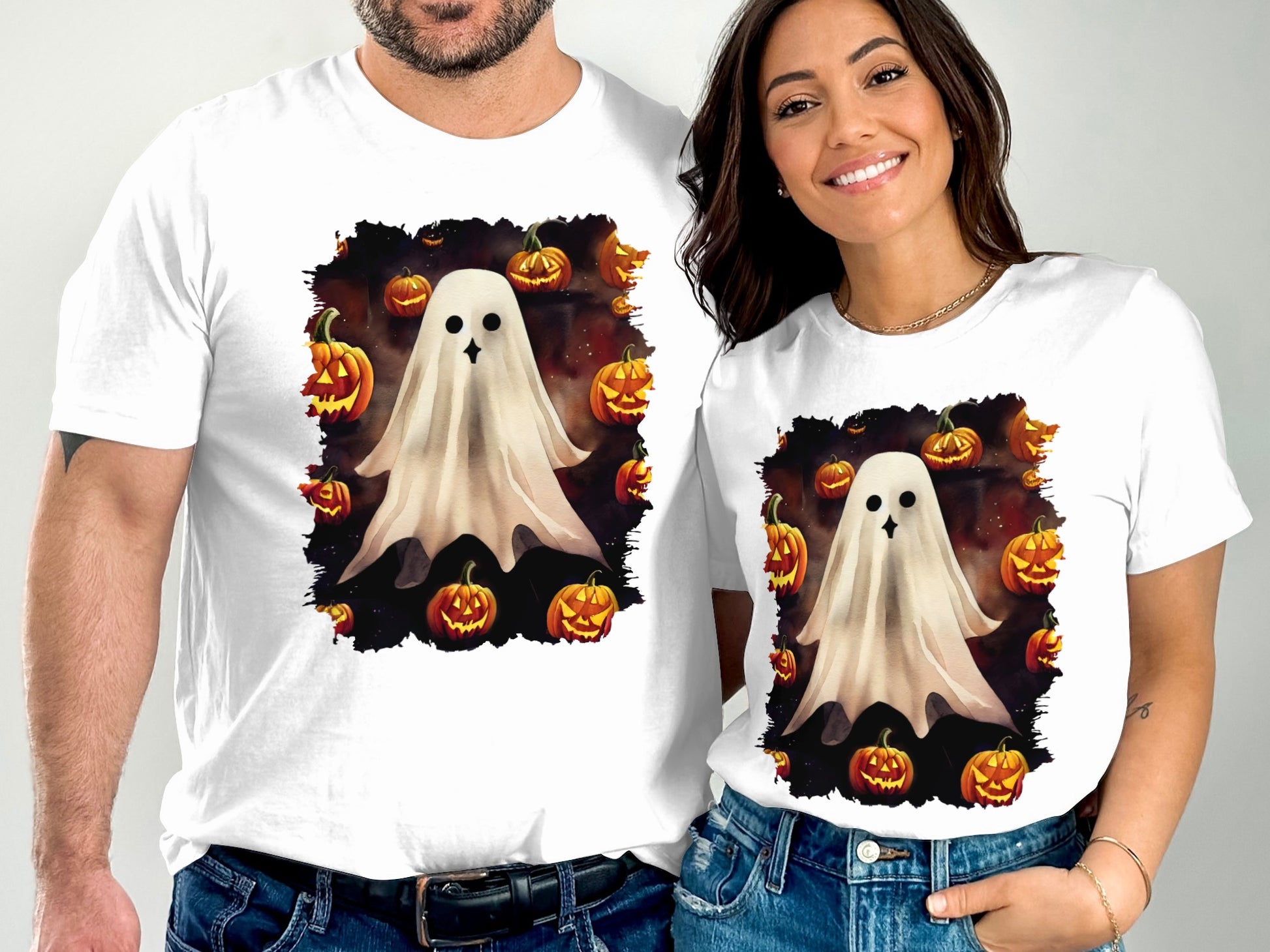 Halloween Ghost and Pumpkins Design T-Shirt product