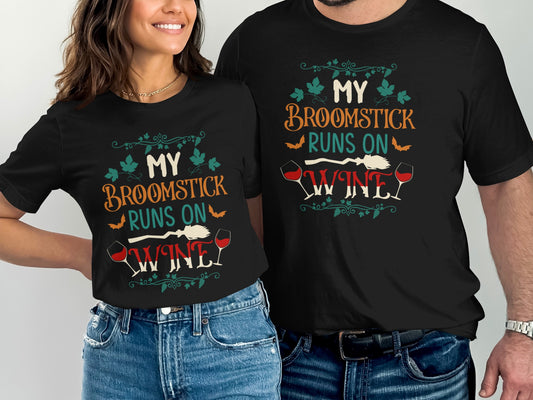 My Broomstick Runs On Wine Themed T-Shirt product type