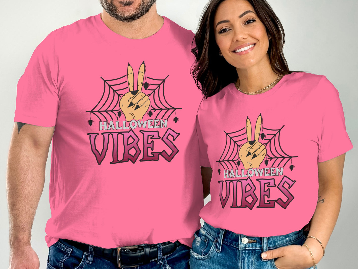 Halloween Vibes Spiderweb Peace Sign Shirt product