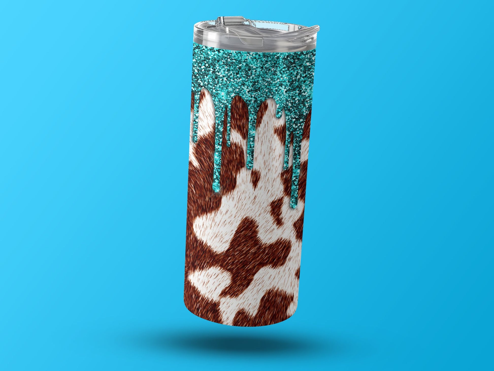 Glitter and Cow Print Design Travel Mug product type