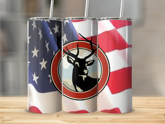 Patriotic Deer Design Flag Covered Drinking Product