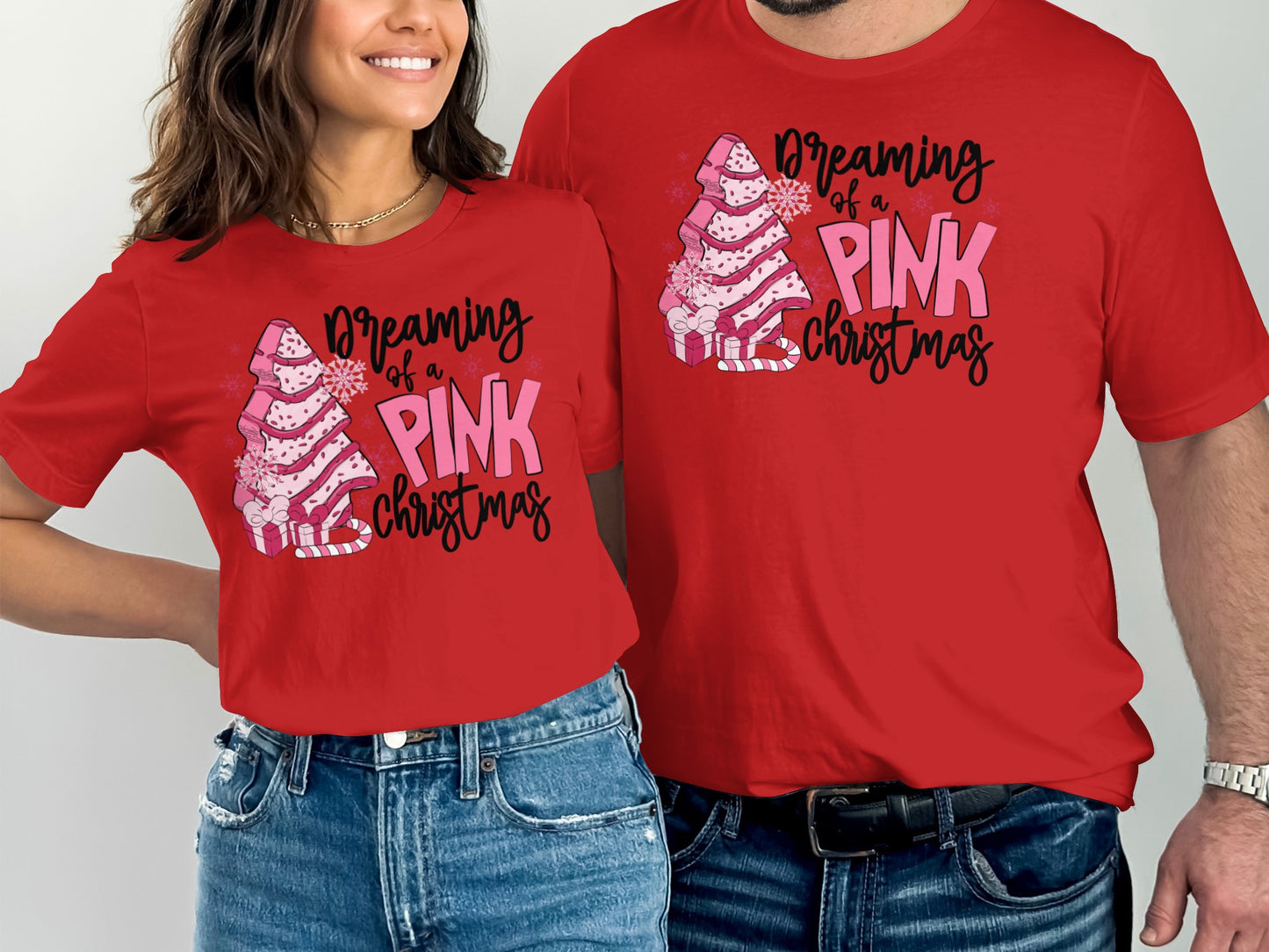 Dreaming of a Pink Christmas graphic tee
