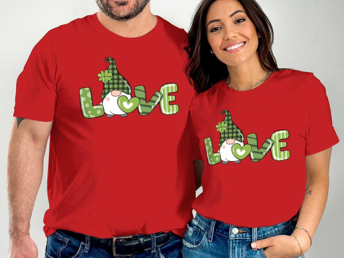 Cute Valentine Gnome Love Matching Red T-shirt