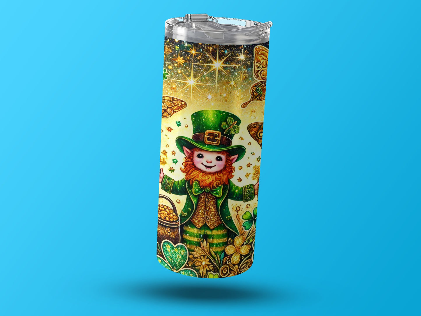 Festive Leprechaun and Gold Themed Tumbler Cup