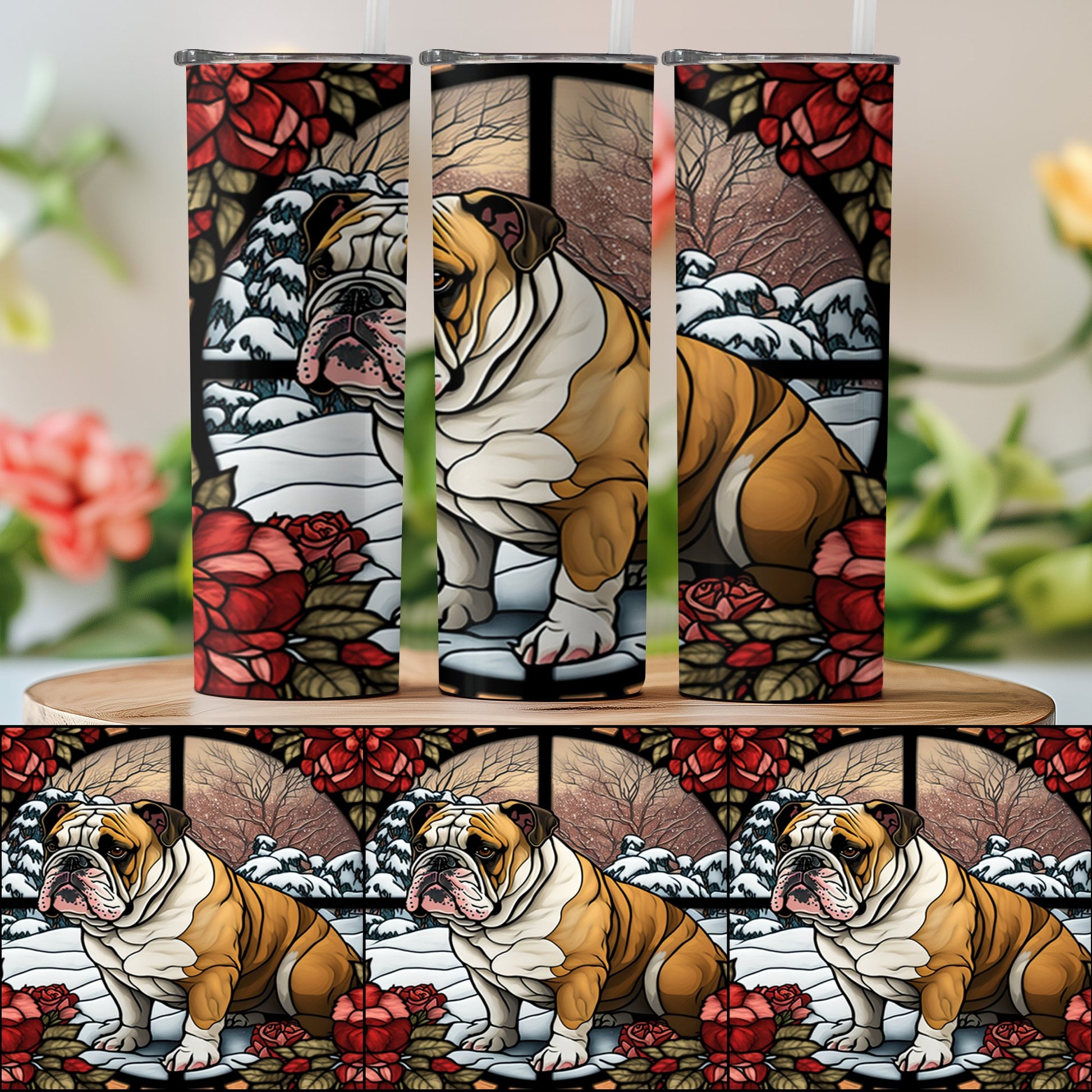 Bulldog Stained Glass Art Tumbler product