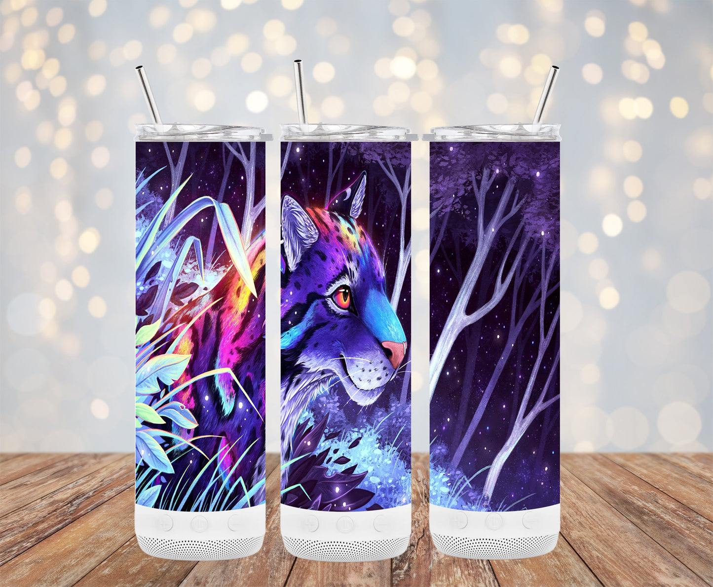 Vibrant Neon Jungle Leopard Design Tumbler product