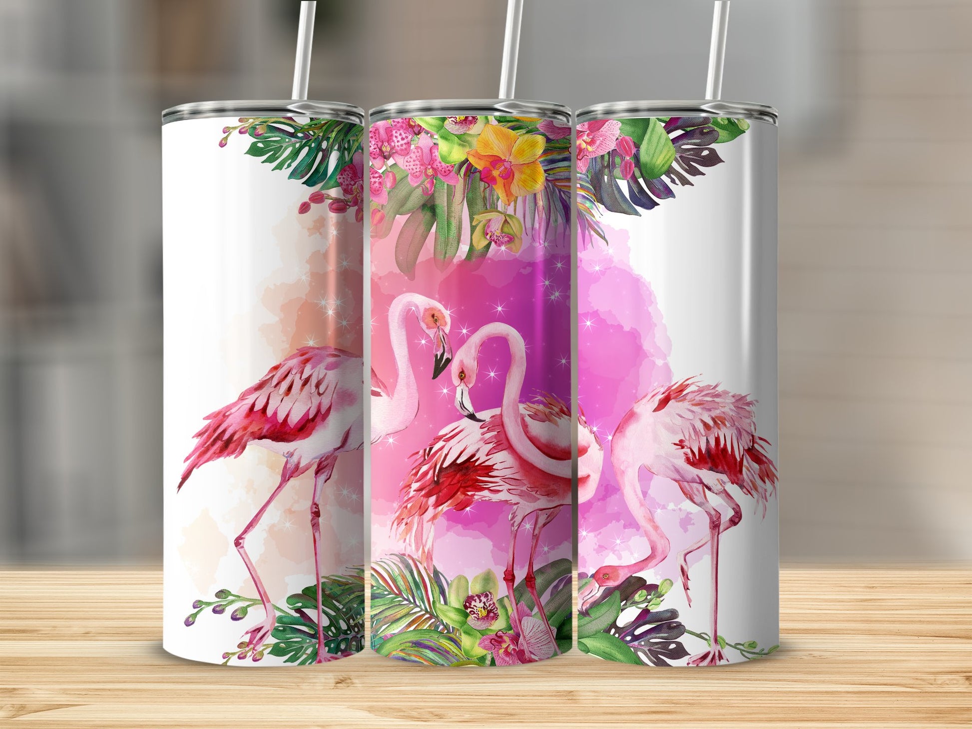 Flamingo Tropical Art Design Insulated Tumbler product