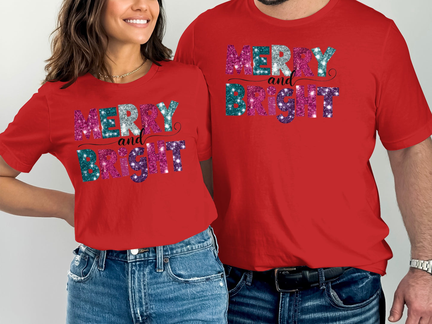 Merry and Bright Colorful Graphic Design T-shirt
