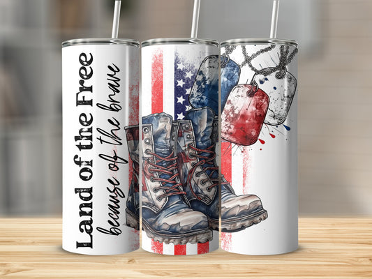 Land of the Free Patriotic Boots Tumbler Product