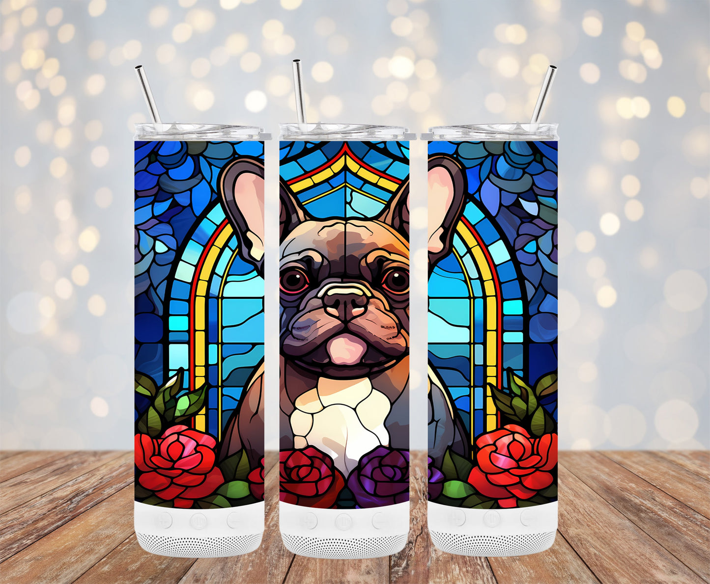 Stained Glass French Bulldog Tumbler for Drink product