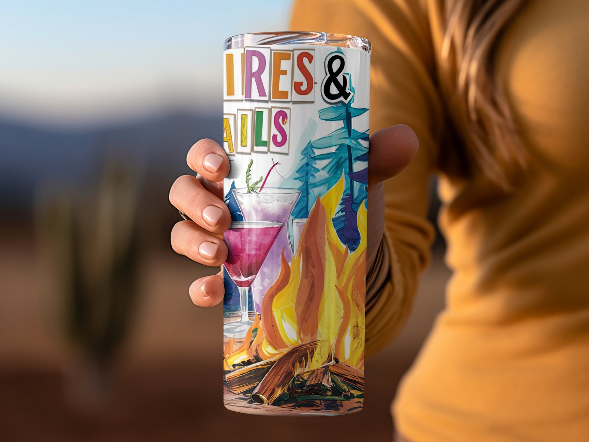 Vibrant campfire cocktail party travel tumbler product type