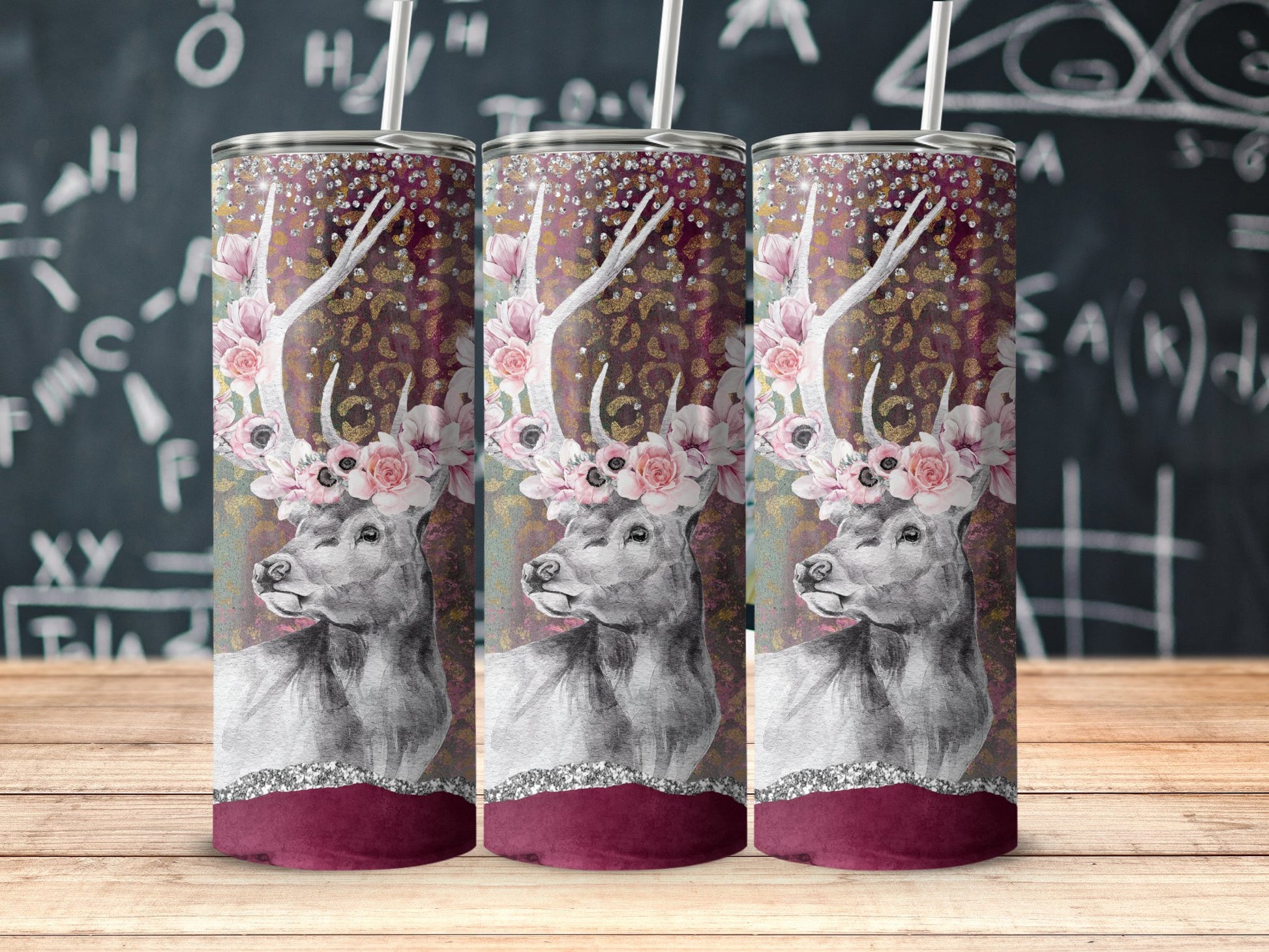 Creative Deer Design Roses Accent Insulated Tumbler product type
