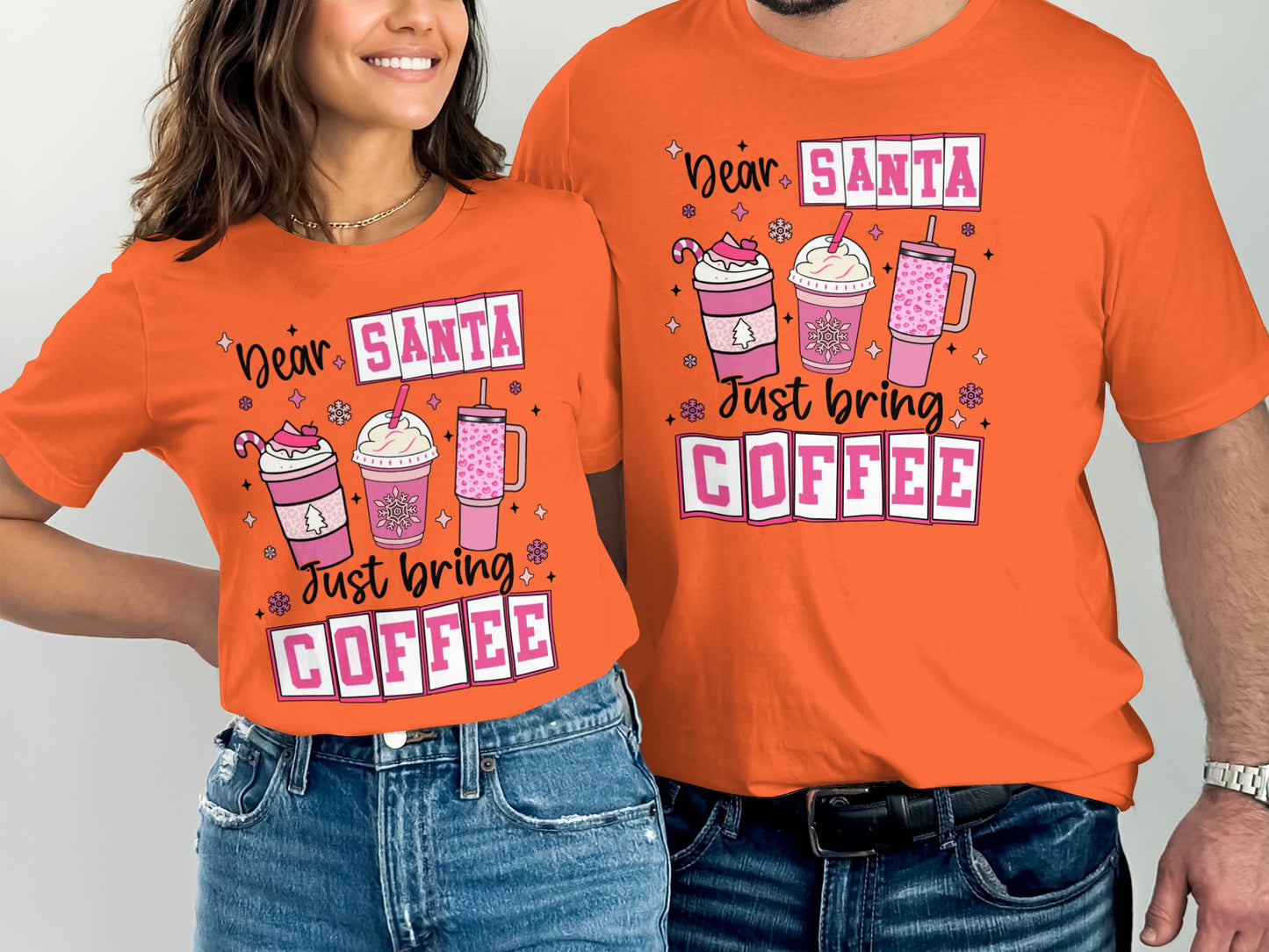 Dear Santa Just Bring Coffee Graphic T-Shirt