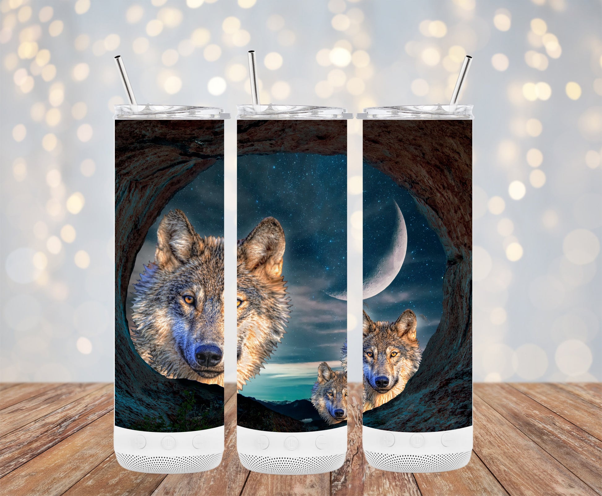 Wolf Portrait with Moon Full Wrap Tumbler product