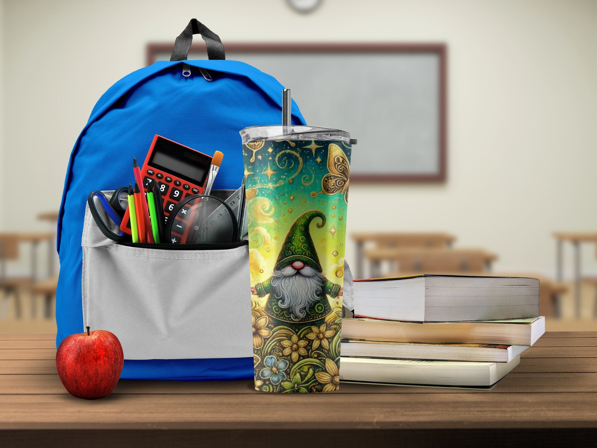 Colorful Gnome Design Insulated BPA-Free Tumbler Cup