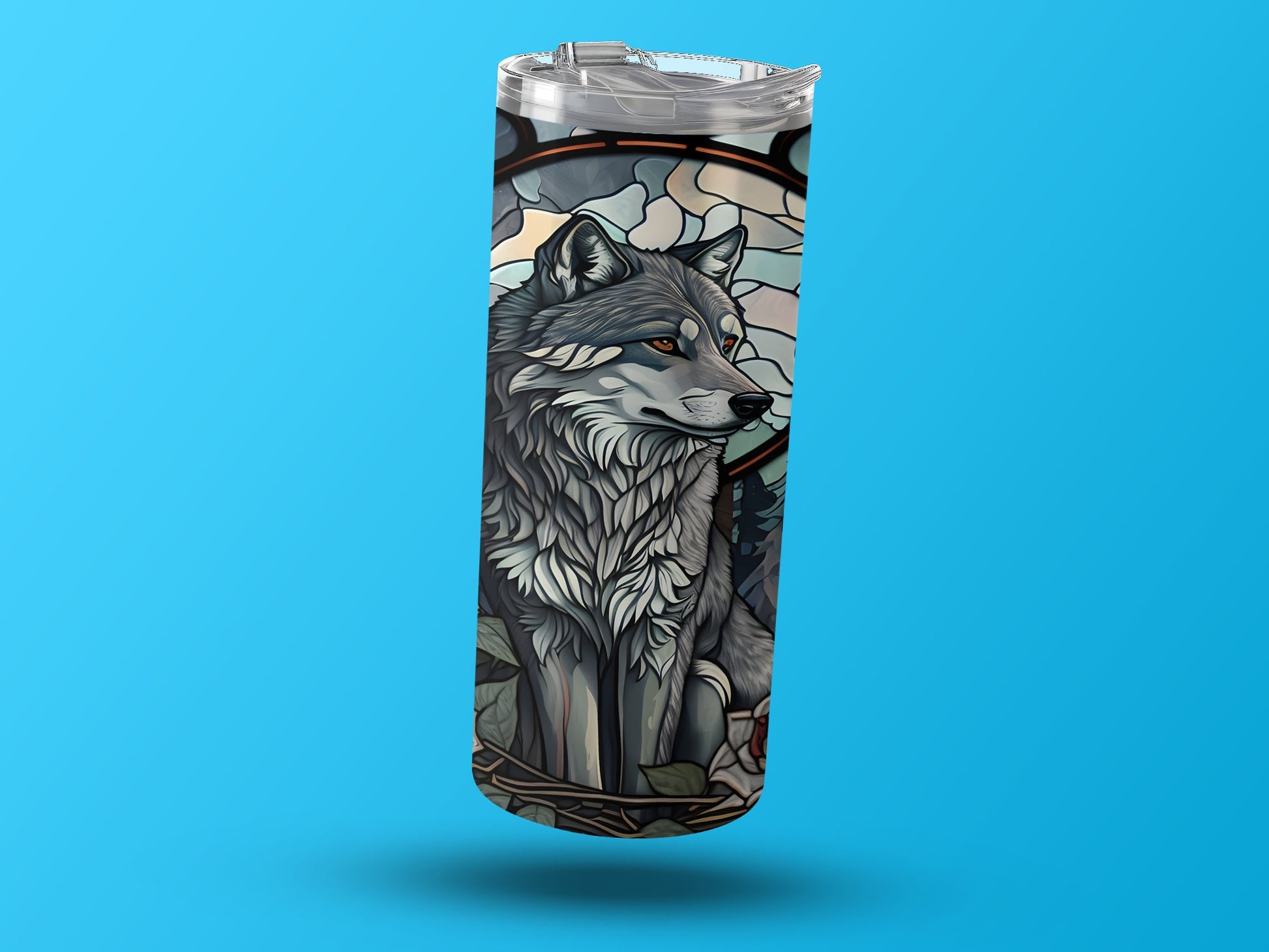 Artistic Wolf Design Tumbler Perfect for Beverage Carrier