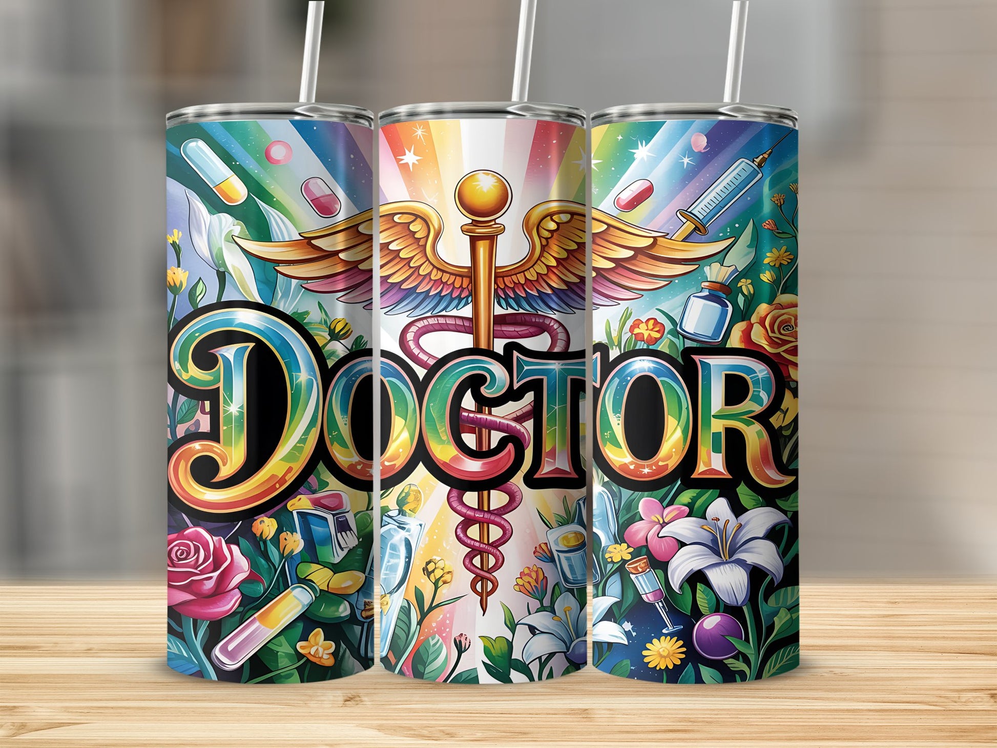 Colorful Doctor Themed Stainless Steel Tumbler product type