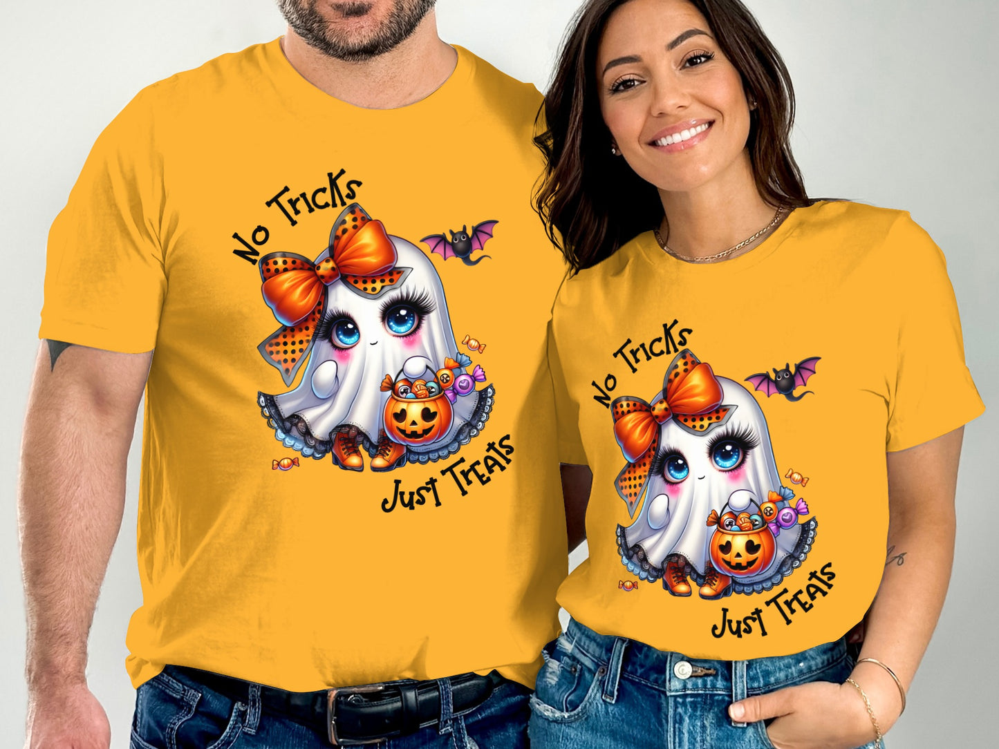 No Tricks Just Treats Cute Ghost and Pumpkin Shirt product
