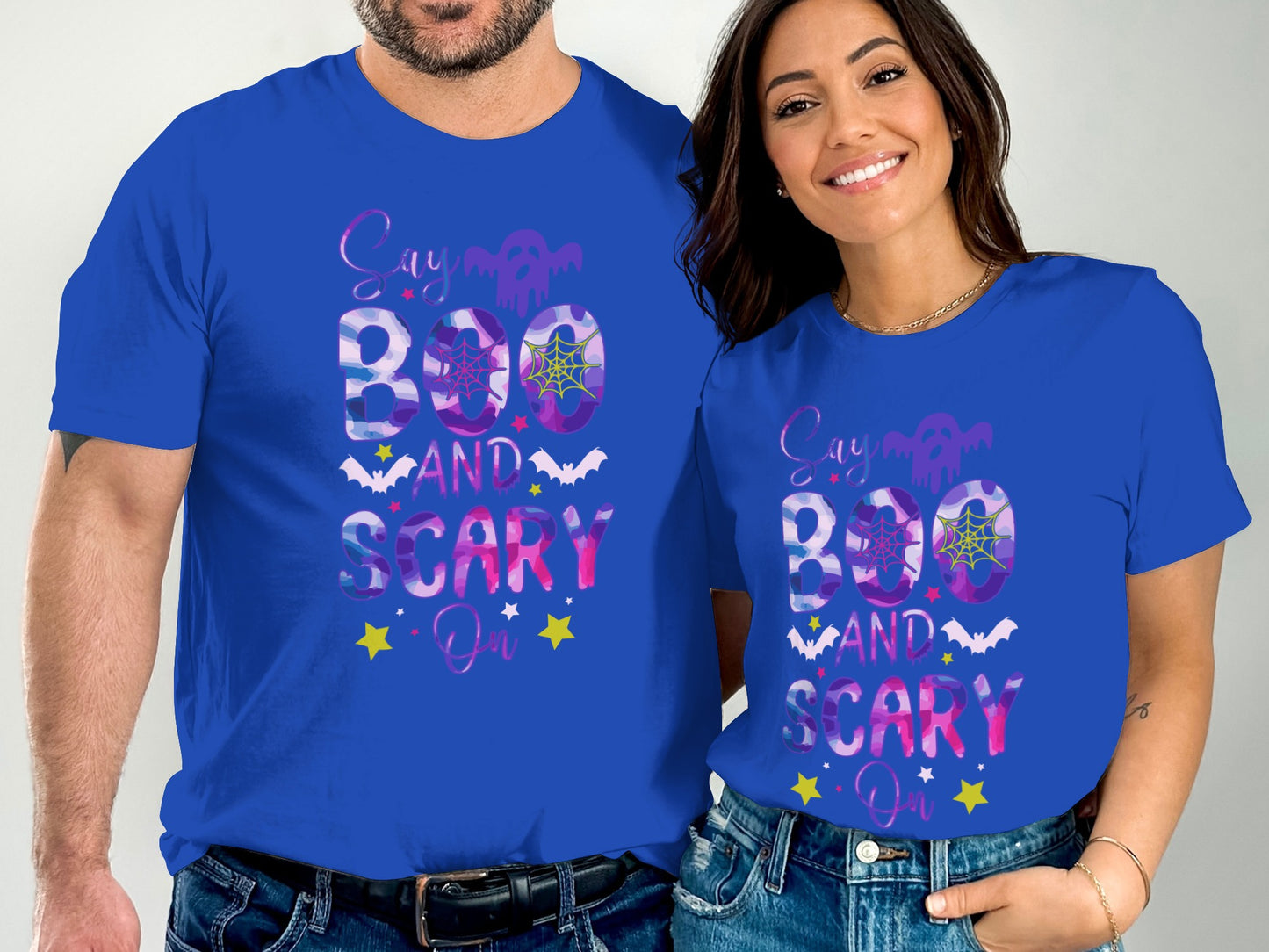 Say Boo and Scary Quote Matching T-shirt product