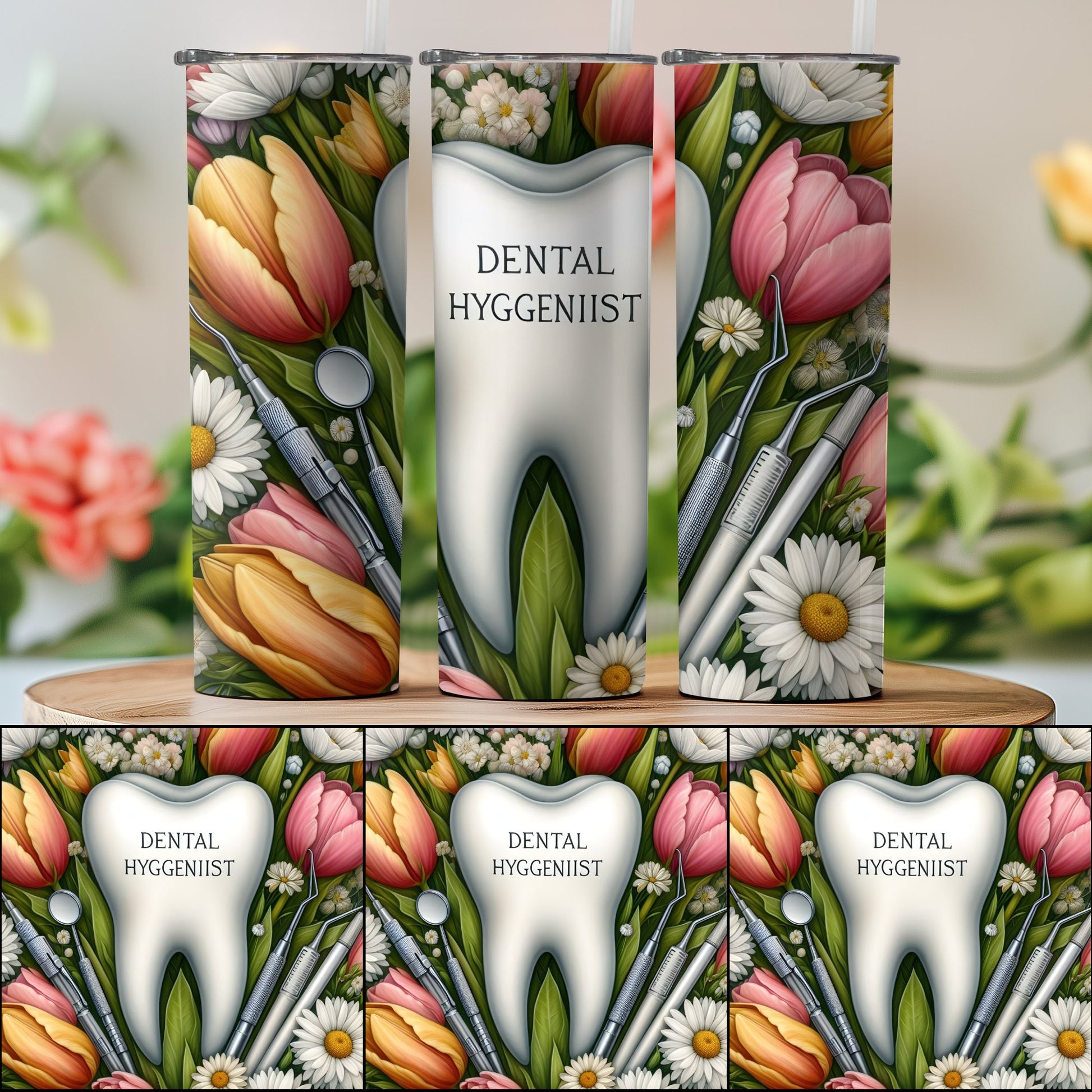 Floral Dental Themed Tumbler Dentist Gift Tumbler Product