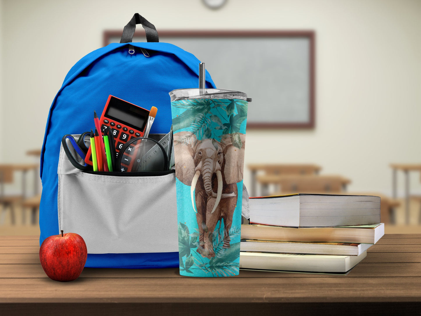 Elephant Print Tumbler with Lid School Essential product