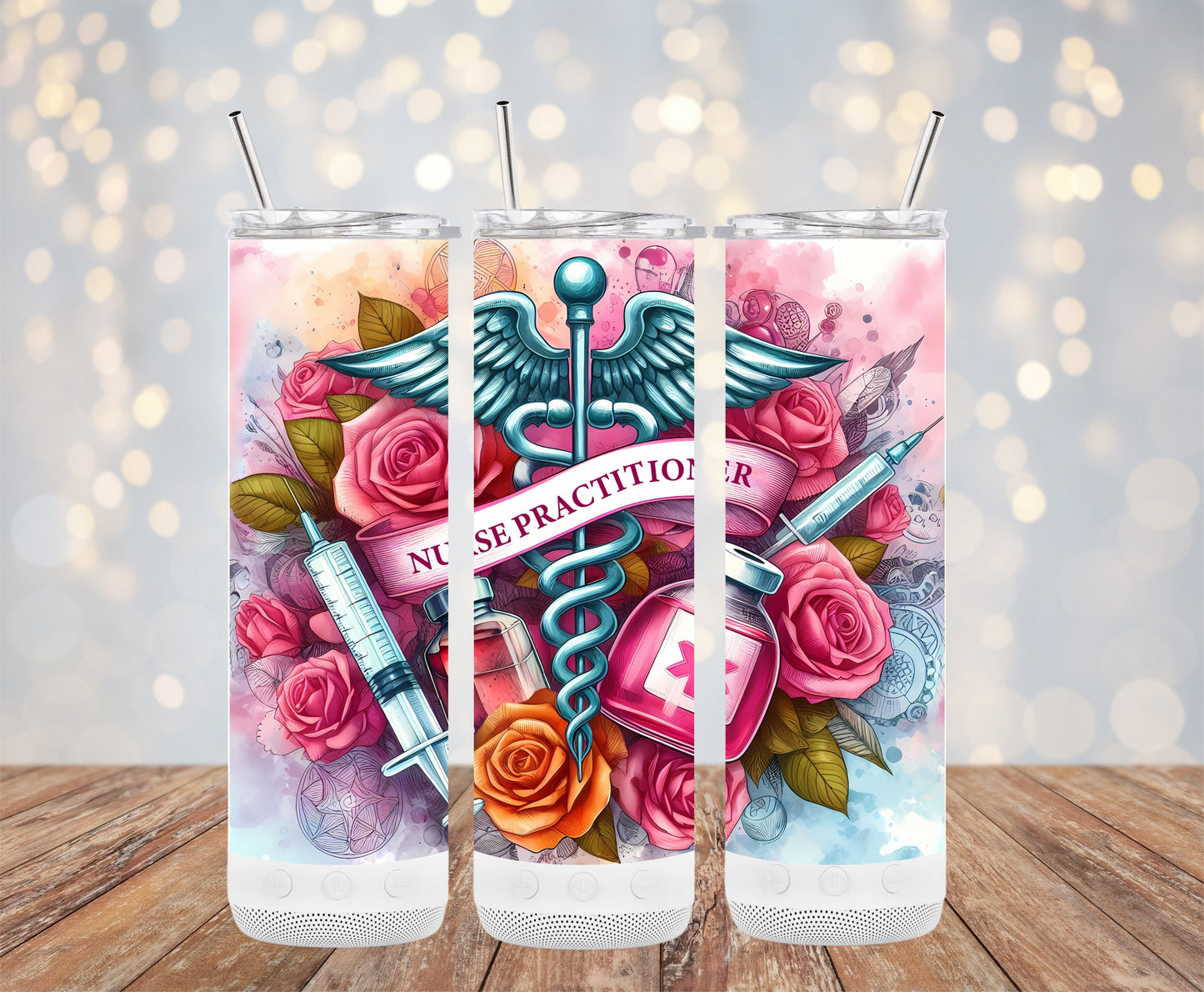 Nurse Practitioner Gift Tumbler Colorful Floral Drinkware product type